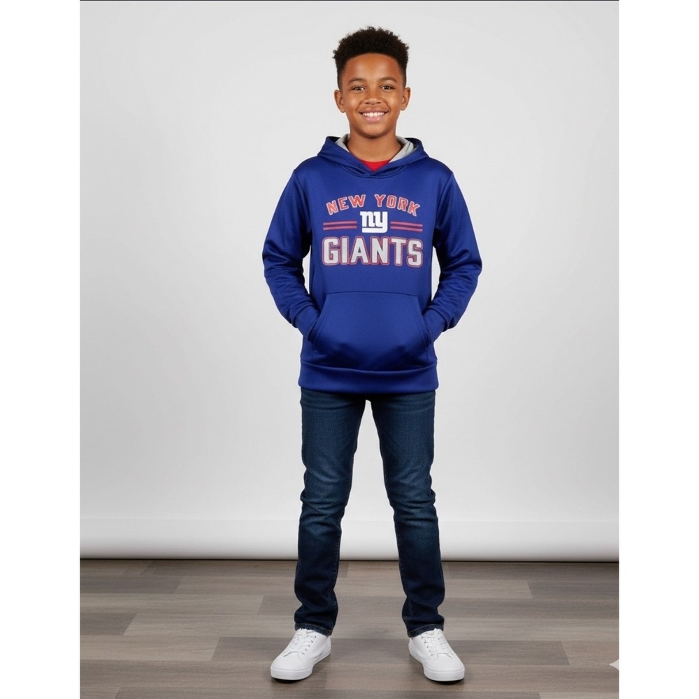 New York Giants Youth Fleece Pullover Hoodie Size 10/12 NFL Apparel Blue